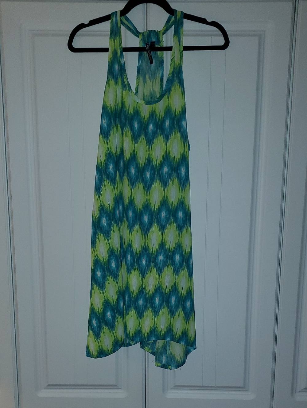 Sleeveless Green & Teal Patterned Summer Dress